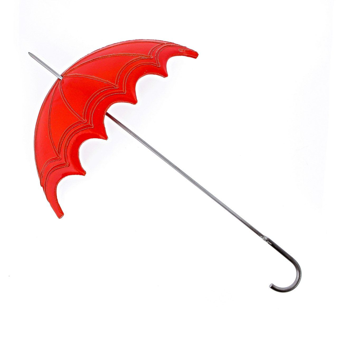 Red Umbrella, Ceramic & Metal Handmade Large Wall Decor "Parasol