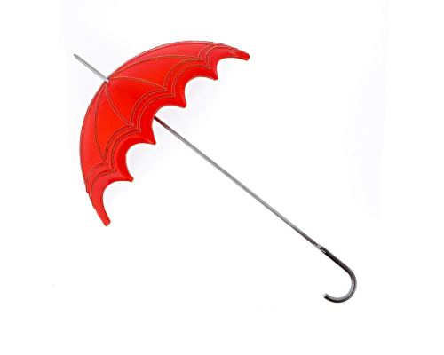 Red Umbrella, Ceramic & Metal - Handmade Large Wall Decor "Parasol" - Opened 24" (60cm)