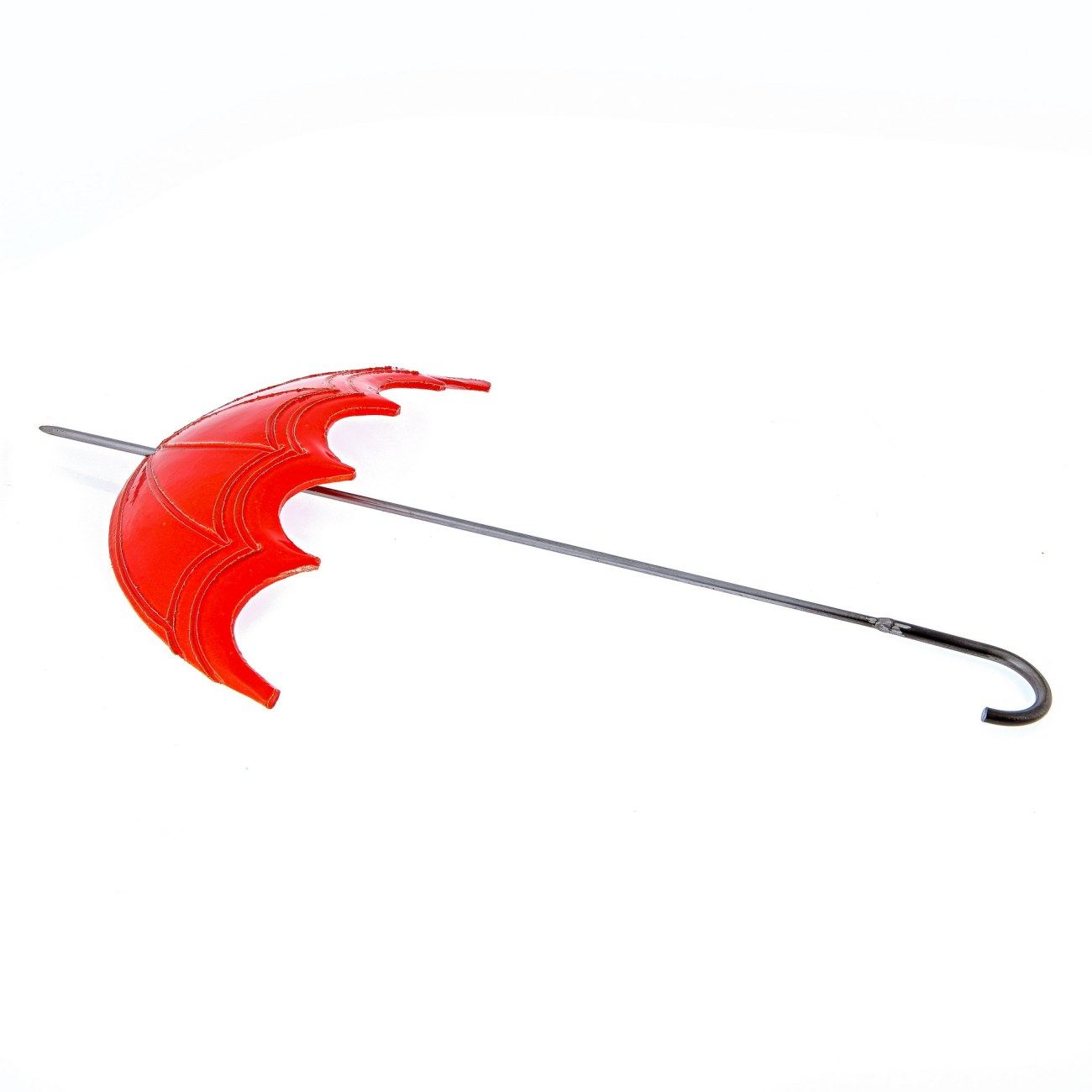 Red Umbrella, Ceramic & Metal Handmade Large Wall Decor "Parasol" Opened 24" (60cm)