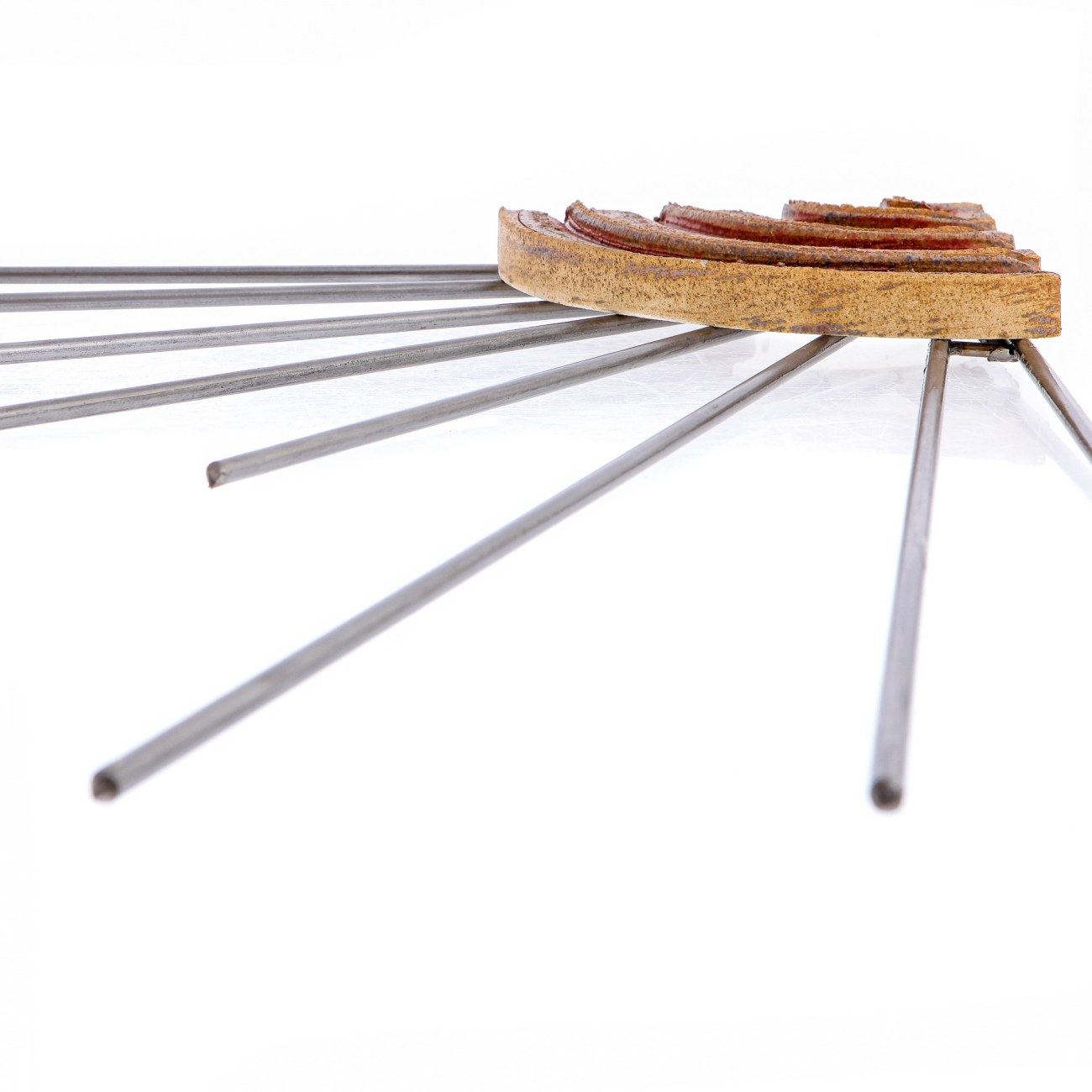 Modern Wall Art Decor "The Sun", Handmade Ceramic & Metal Sculpture