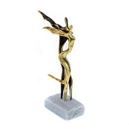 "Dancing Couple" Modern Metal Sculpture - Handmade Bronze Metal on Marble Base