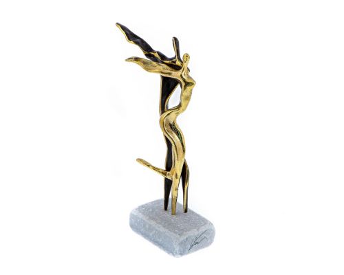 "Dancing Couple" Modern Metal Sculpture - Handmade Bronze Metal on Marble Base