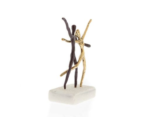 "Dancing Couple" Metal Sculpture - Handmade Bronze Metal on Marble Base - Couple Figures Ornament