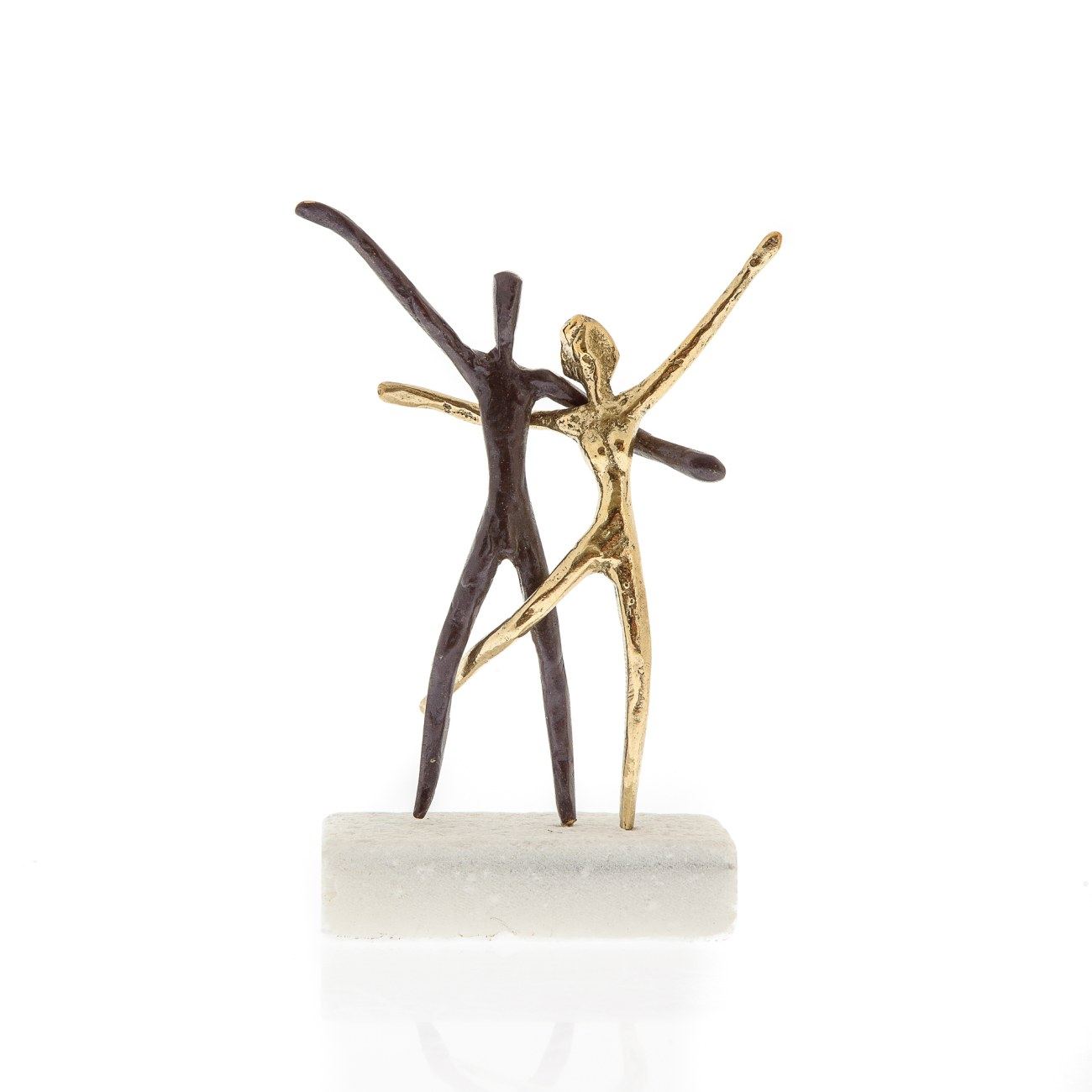 "Dancing Couple" Metal Sculpture Handmade Bronze Metal on Marble Base