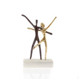 "Dancing Couple" Metal Sculpture - Handmade Bronze Metal on Marble Base - Couple Figures Ornament