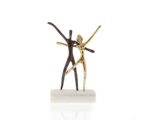 "Dancing Couple" Metal Sculpture - Handmade Bronze Metal on Marble Base - Couple Figures Ornament
