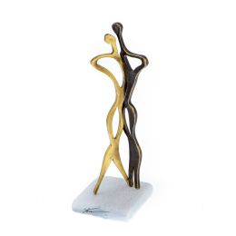 "Couple Figures" Metal Sculpture - Handmade Bronze Metal on Marble Base