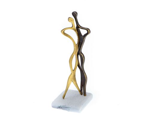 "Couple Figures" Metal Sculpture - Handmade Bronze Metal on Marble Base