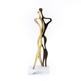 "Couple Figures" Metal Sculpture - Handmade Bronze Metal on Marble Base