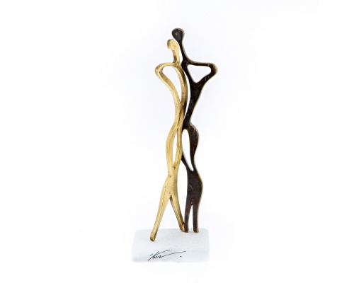 "Couple Figures" Metal Sculpture - Handmade Bronze Metal on Marble Base