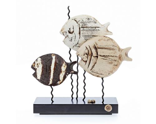 Fish Ornament - Handmade Ceramic & Metal Table top Art Decor Sculpture - Small 23cm (9")