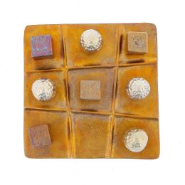 Tic Tac Toe Decorative Board Game - Handmade Bronze Metal - Table Art Decor - Brown & Gold - 13x13cm (5.1'' x 5.1'')