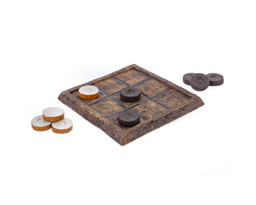 Tic Tac Toe Decorative Board Game - Handmade Ceramic - Brown & White