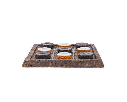 Tic Tac Toe Decorative Board Game - Handmade Ceramic - Brown & White