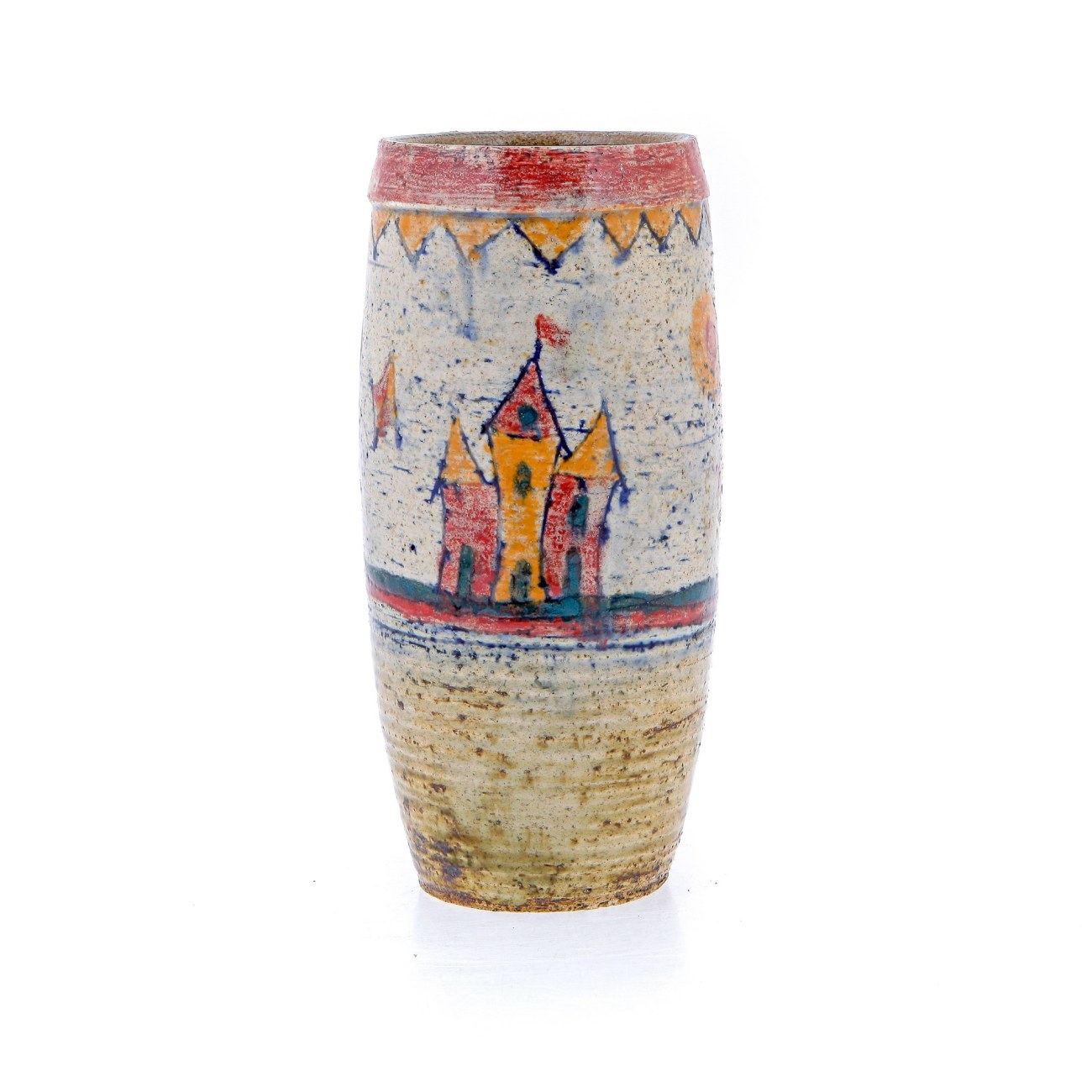 ceramic decorative castle design round flower vase, unique hand ceramic decorative castle design round flower vase, unique hand