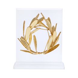 Olive Wreath - Real Natural Plant - Handmade 24 Karat Gold Plated on Plexiglass - Decor Ornament