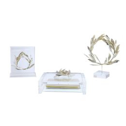 Olive Wreath - Real Natural Plant - Handmade 925 Sterling Silver Plated on Plexiglass - Decor Ornament, 18cm (7")