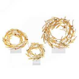 Olive Wreath - Real Natural Plant & Olives - Handmade 24 Karat Gold Plated on Plexiglass - Decor Ornament - Medium 24cm (9.4")