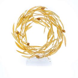 Olive Wreath - Real Natural Plant & Olives - Handmade 24 Karat Gold Plated on Plexiglass - Decor Ornament - Medium 24cm (9.4")