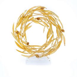 Olive Wreath - Real Natural Plant & Olives - Handmade 24 Karat Gold Plated on Plexiglass - Decor Ornament - Medium 24cm (9.4")