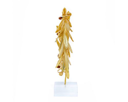 Olive Wreath - Real Natural Plant & Olives - Handmade 24 Karat Gold Plated on Plexiglass - Decor Ornament - Small 18cm (7")