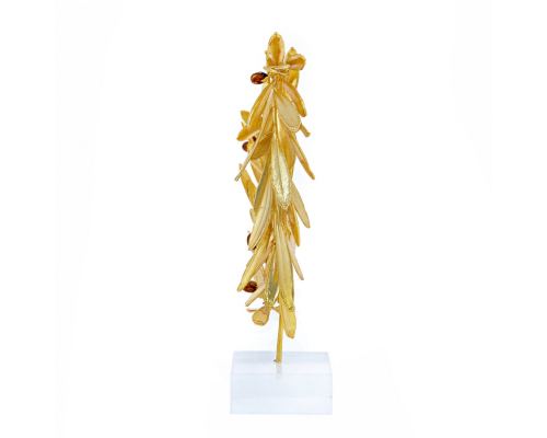 Olive Wreath - Real Natural Plant & Olives - Handmade 24 Karat Gold Plated on Plexiglass - Decor Ornament - Small 18cm (7")