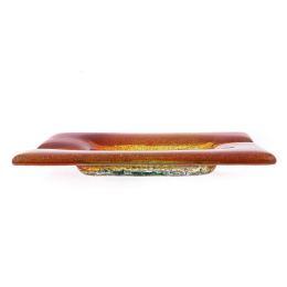Ashtray - Handmade Fused Glass, Rectangular Shape - Decorative Smoke Accessory - Orange 16cm (6.3'')