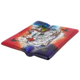 Ashtray - Handmade Fused Glass, Rectangular Shape - Decorative Smoke Accessory - Red Blue 16cm (6.3'')