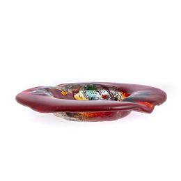 Ashtray - Handmade Fused Glass, Round Shape - Decorative Smoking Accessory - Red Bird 21cm (8.3")