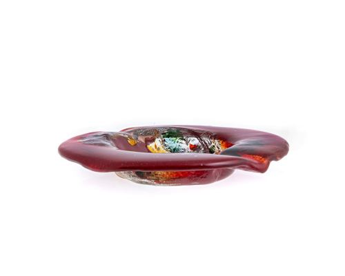 Ashtray - Handmade Fused Glass, Round Shape - Decorative Smoking Accessory - Red Bird 21cm (8.3")