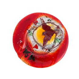 Ashtray - Handmade Fused Glass, Round Shape - Decorative Smoking Accessory - Red Bird 21cm (8.3")