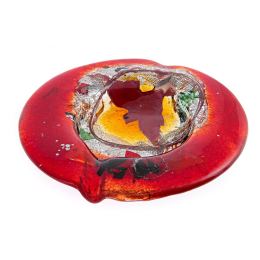 Ashtray - Handmade Fused Glass, Round Shape - Decorative Smoking Accessory - Red Bird 21cm (8.3")