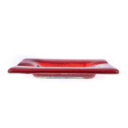 Ashtray - Handmade Fused Glass, Rectangular Shape - Decorative Smoke Accessory - Red 16cm (6.3'')