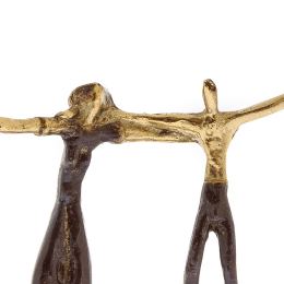 "Two Greek Sirtaki Dancers" Metal Sculpture - Handmade Bronze on Marble Base, Male & Female