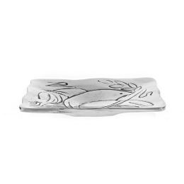 Decorative Metal Plate, Engraved Dove Bird Design - Handmade Solid Aluminum, Silver Color, 9.5x9.5cm