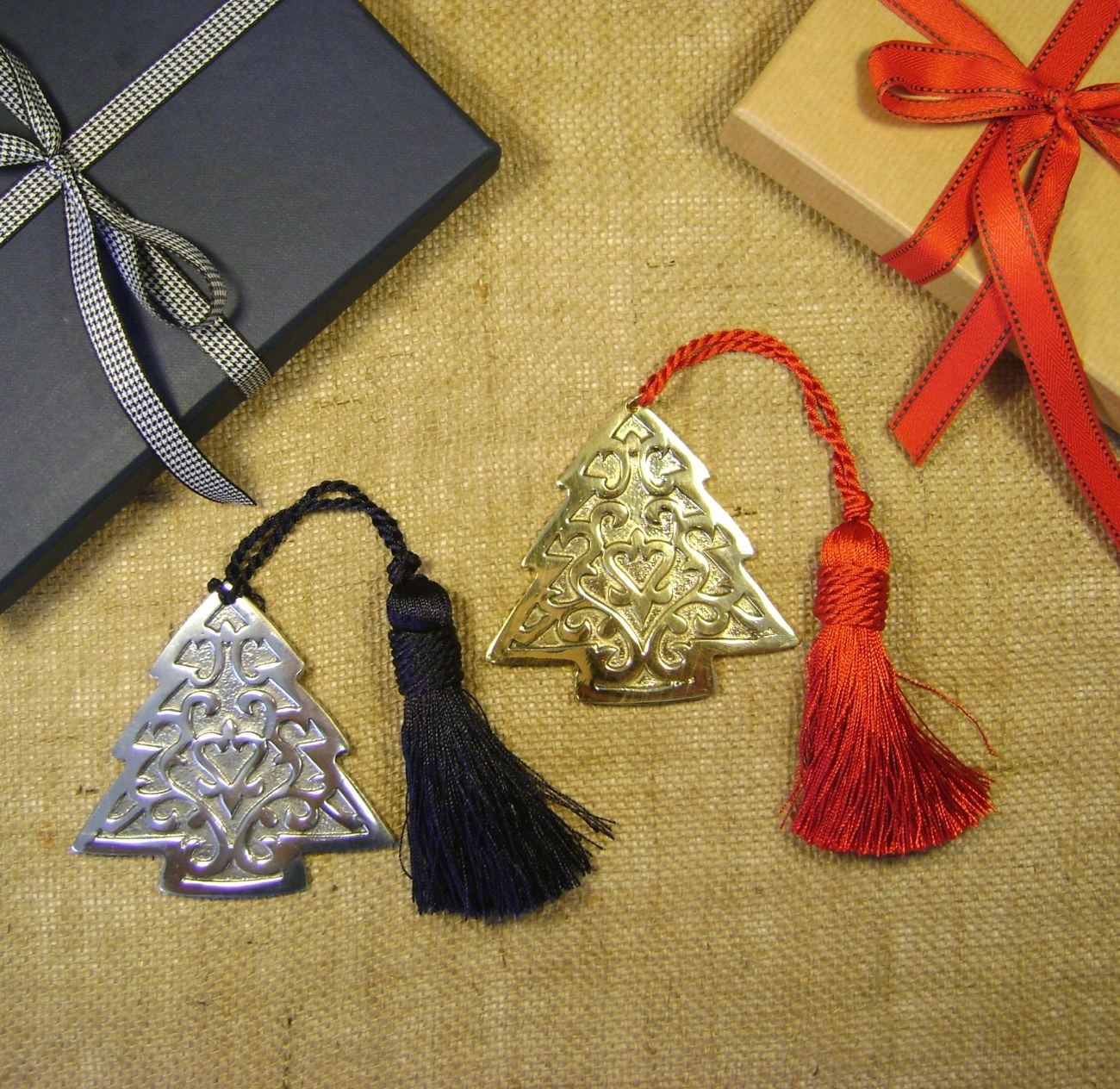 Decorative Ornament Handmade of Bronze Metal Christmas Tree Design