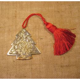 Decorative Ornament Handmade of Bronze Metal - Christmas Tree Design, Gold Color