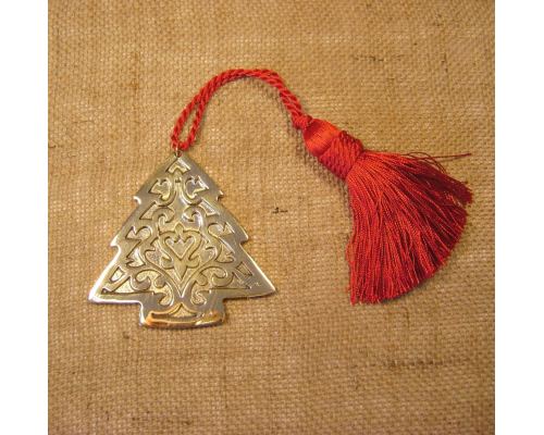 Decorative Ornament Handmade of Bronze Metal - Christmas Tree Design, Gold Color
