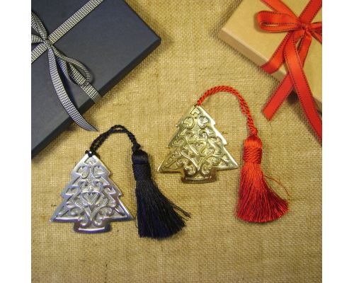 Christmas Tree Shape Decorative Ornament, Handmade Aluminum Metal, Silver Color