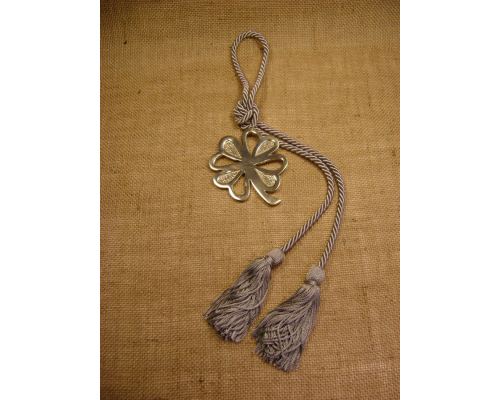 Decorative Ornament, Handmade Bronze Metal - Four Leaf Clover Design, Gold Color
