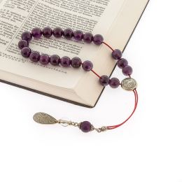 Greek Worry Beads Handmade of Amethyst & Quartz Gemstones - 925 Sterling Silver Parts & Pure Silk Cord - Pisces Horoscope, Star Sign
