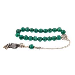 Greek Worry Beads, Handmade of Aventurine Gemstones, 925 Sterling Silver Chain, Tassel & Parts - Luxury Finishing 