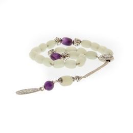Greek Worry Beads, Handmade of Genuine Jade & Amethyst Gemstones & 925 Sterling Silver Decor Parts. Libra Horoscope - Star Sign