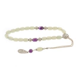 Greek Worry Beads, Handmade of Genuine Jade & Amethyst Gemstones & 925 Sterling Silver Decor Parts. Libra Horoscope - Star Sign