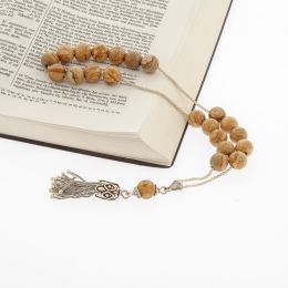 Greek Worry Beads, Handmade of Jasper Gemstones - 925 Sterling Silver Chain, Tassel & Parts - Luxury Finishing 