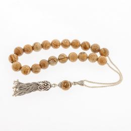 Greek Worry Beads, Handmade of Jasper Gemstones - 925 Sterling Silver Chain, Tassel & Parts - Luxury Finishing 