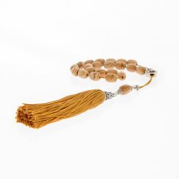 Greek Worry Beads - Handmade of Natural Jasper Gemstones - Silk & 925 Silver Parts. Classic Yellow