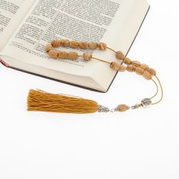 Greek Worry Beads - Handmade of Natural Jasper Gemstones - Silk & 925 Silver Parts. Classic Yellow