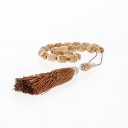 Greek Worry Beads, Handmade of Natural Jasper Gemstones - Silk & 925 Silver Parts