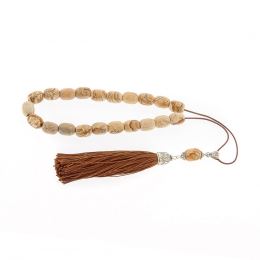 Greek Worry Beads, Handmade of Natural Jasper Gemstones - Silk & 925 Silver Parts